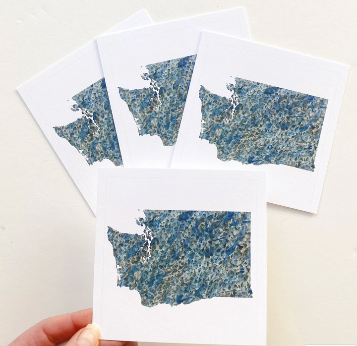 Washington State Painted Map Square Postcard