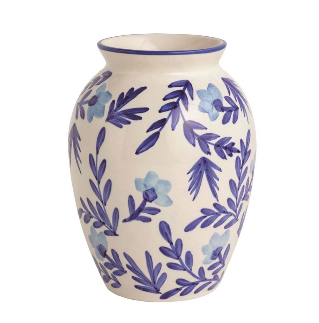 Blue Vine Hand Painted Ceramic Vases- Two Sizes