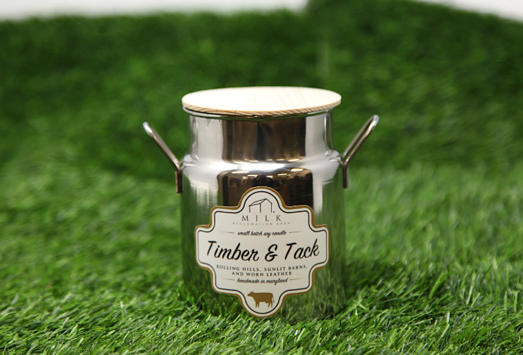 Milk Reclamation Barn Candle- Timber &amp; Tack 13 oz.