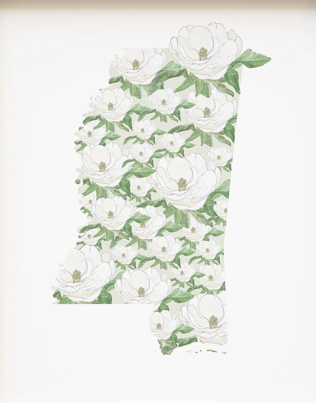 Mississippi State Flower Map - ART PRINT : Watercolor / 8" x 10"