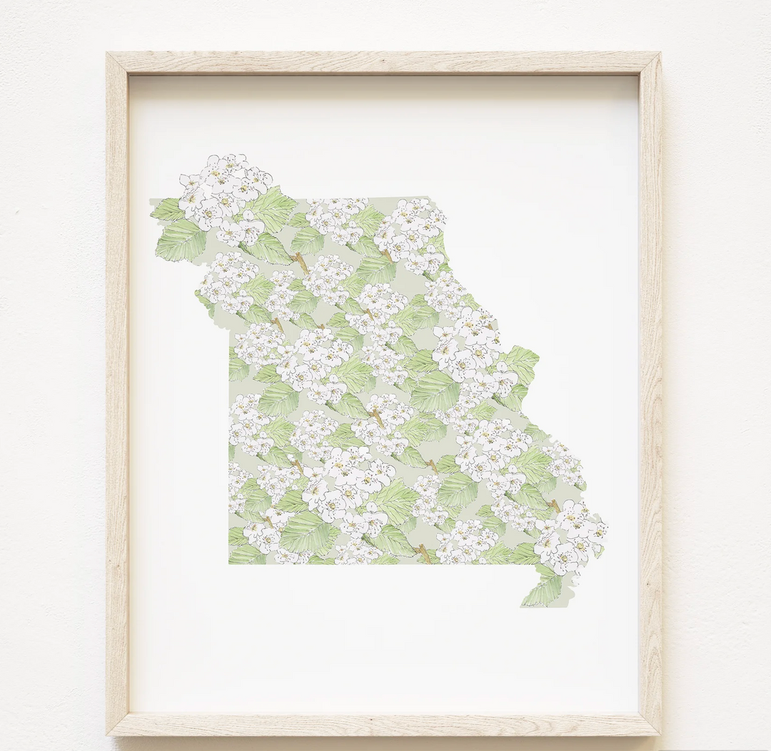 Missouri State Flower Map - ART PRINT: Watercolor / 8" x 10"