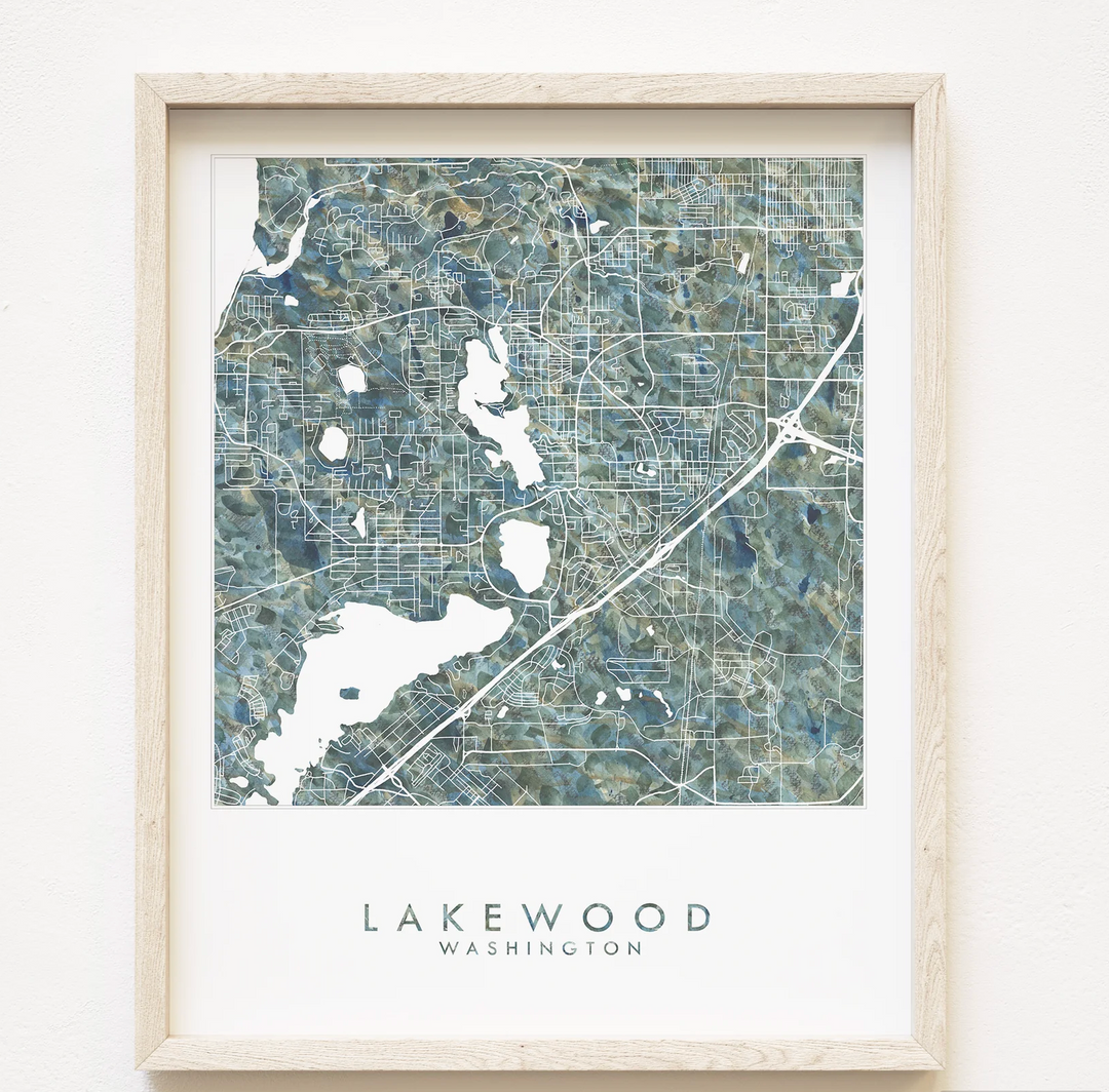 LAKEWOOD Washington Urban Fabrics City Map: 8x10 PRINT