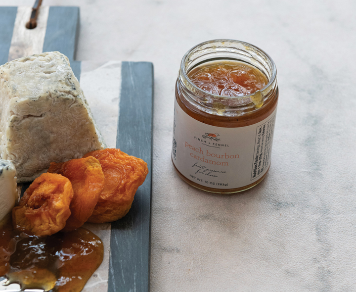 Finch +Fennel Peach Bourbon Cardamom Fruit Preserves For Cheese