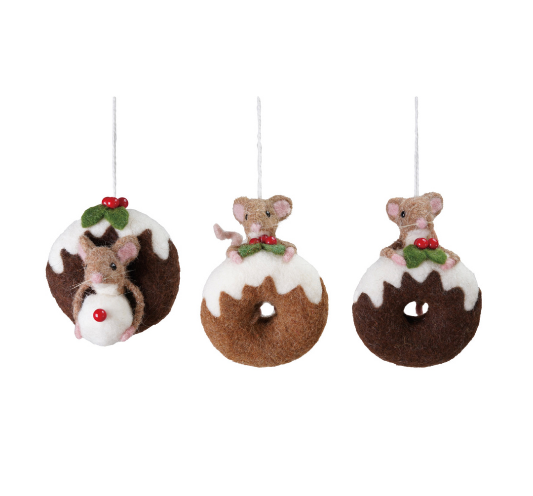 Handmade Wool Felt Mouse Ornaments