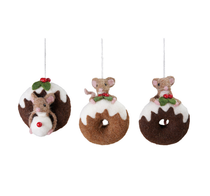 Handmade Wool Felt Mouse Ornaments