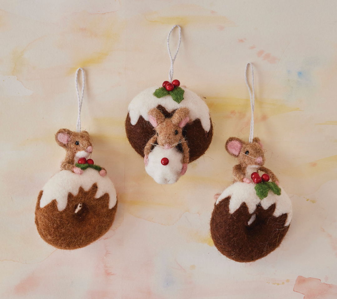 Handmade Wool Felt Mouse Ornaments