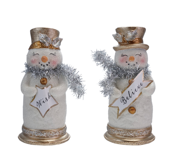 Resin Snowman with Tinsel Scarf- Two Styles
