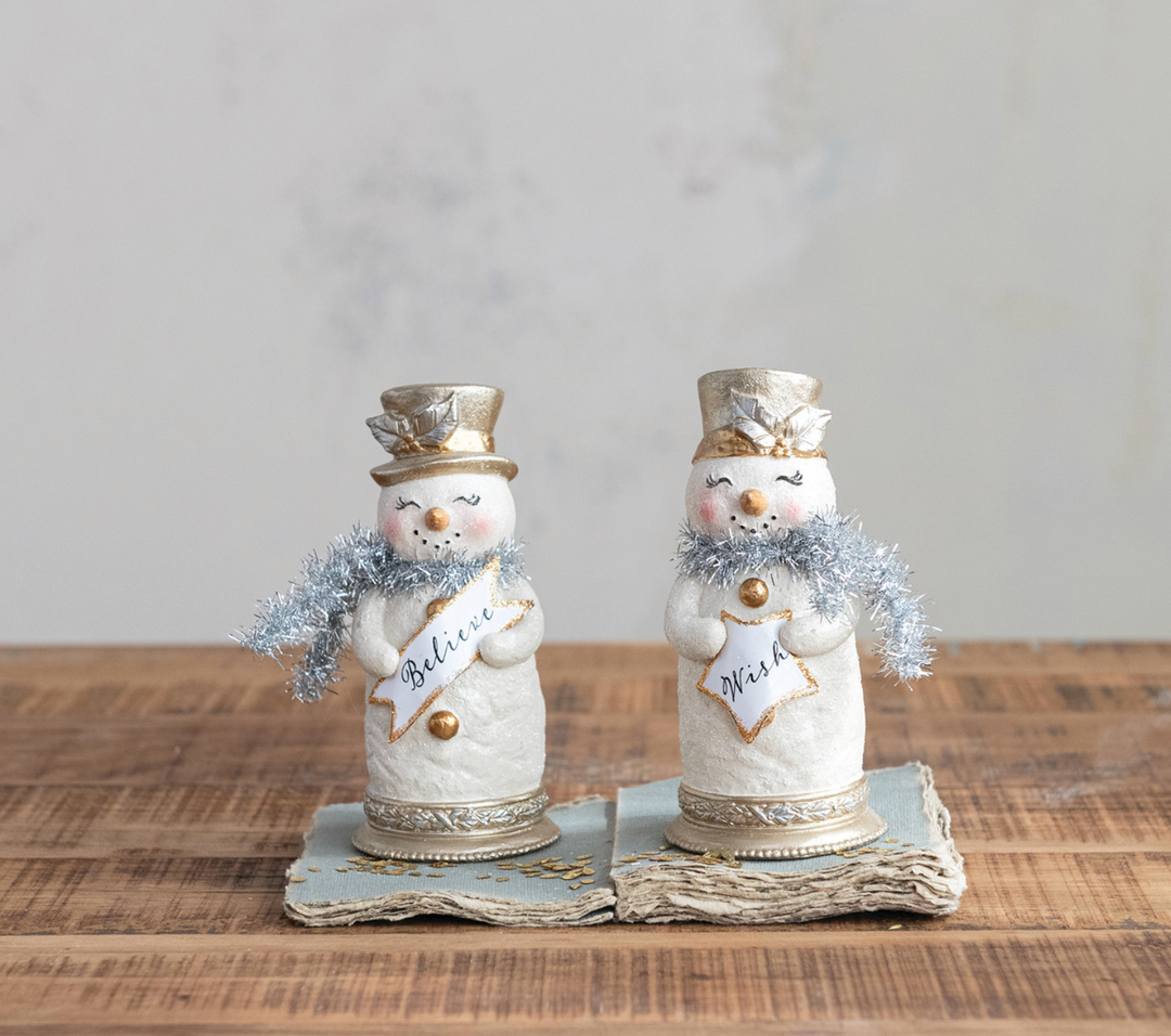 Resin Snowman with Tinsel Scarf- Two Styles