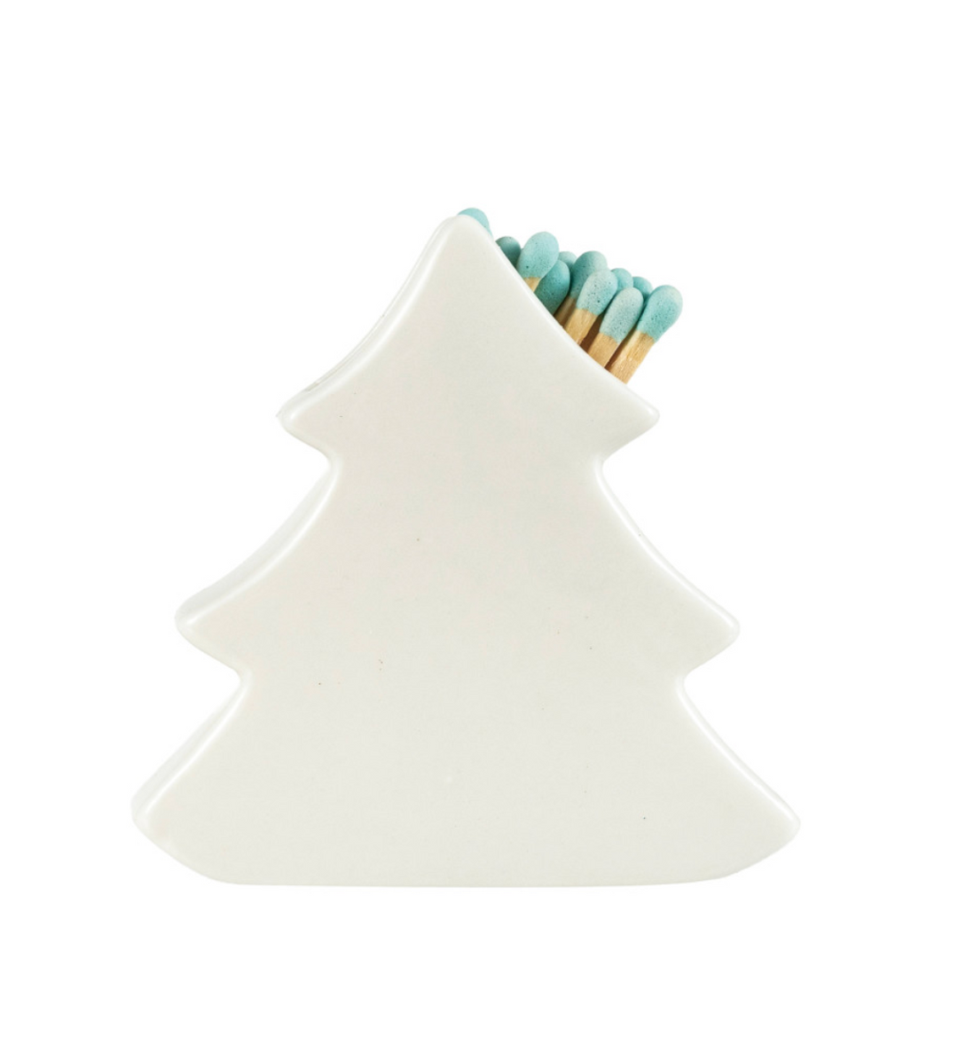 Stoneware Tree Shaped Match Holder with Striker