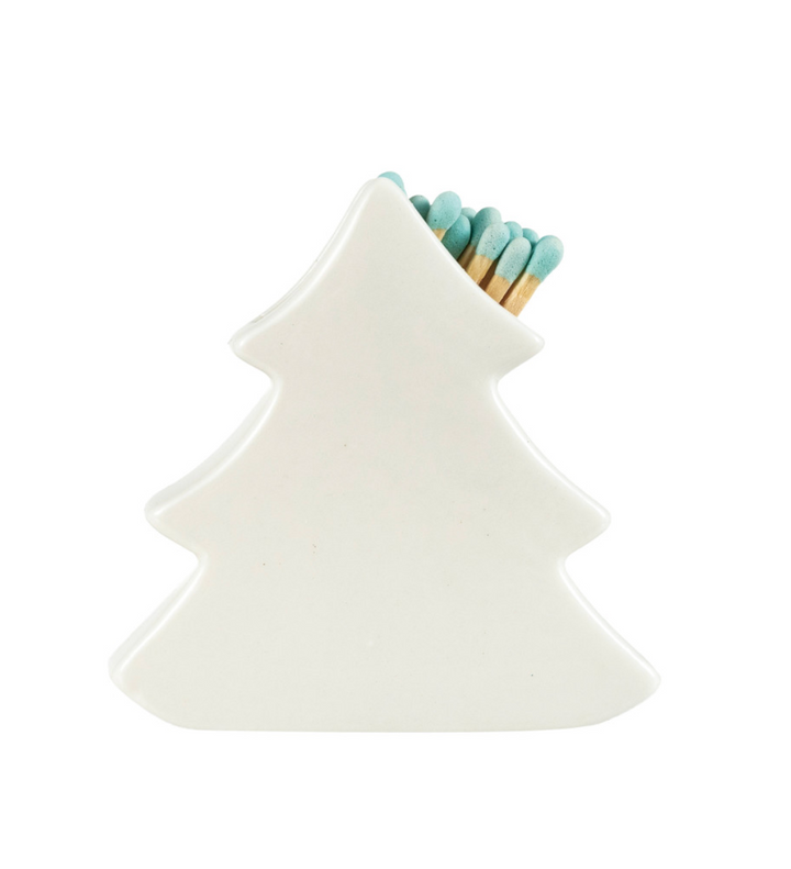 Stoneware Tree Shaped Match Holder with Striker