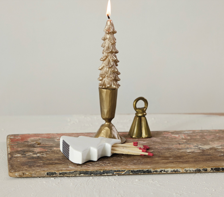 Stoneware Tree Shaped Match Holder with Striker