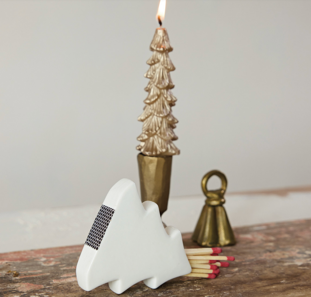 Stoneware Tree Shaped Match Holder with Striker