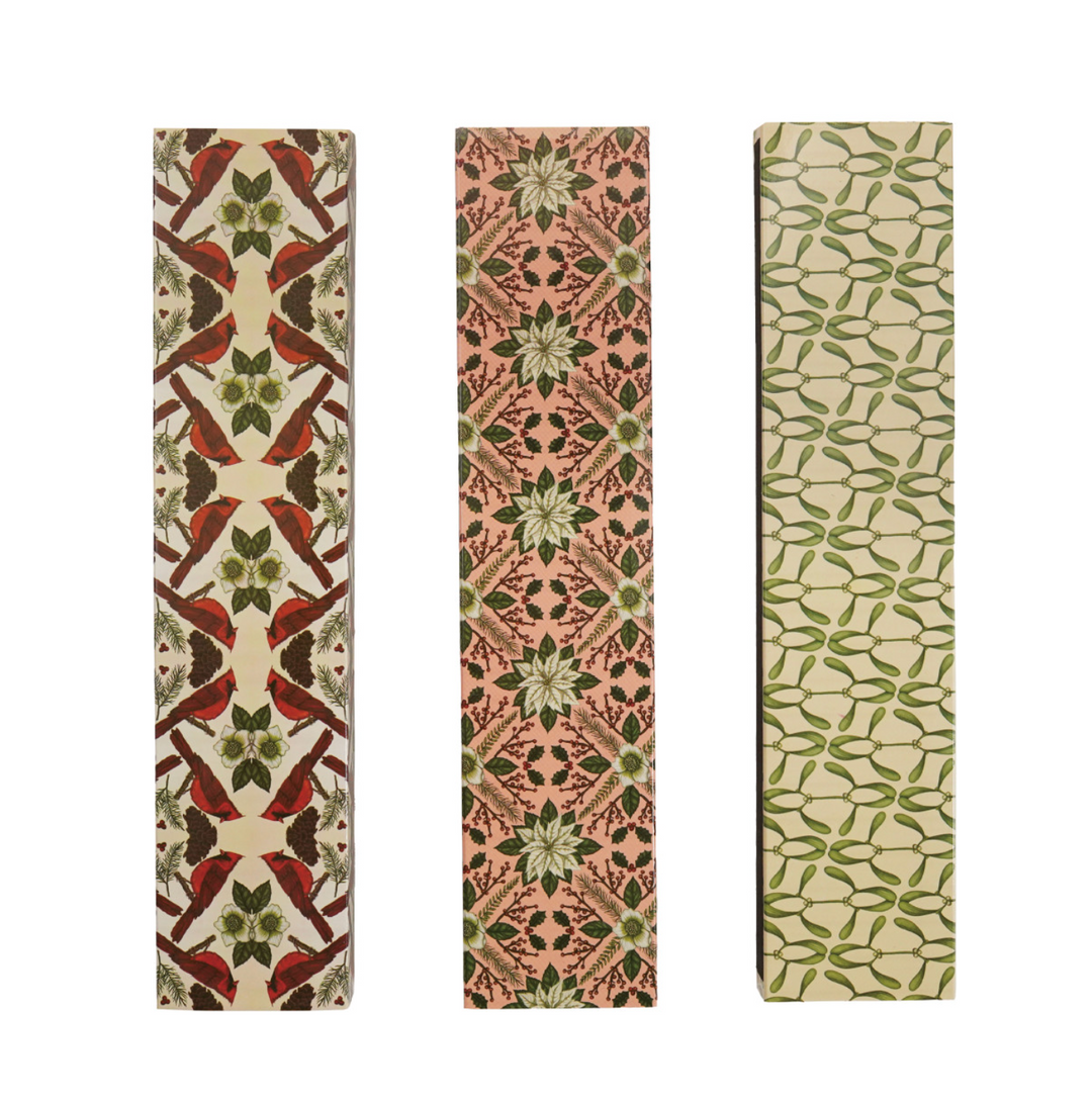 Safety Fireplace Matches in Matchbox with Seasonal Botanical Pattern, 3 Styles