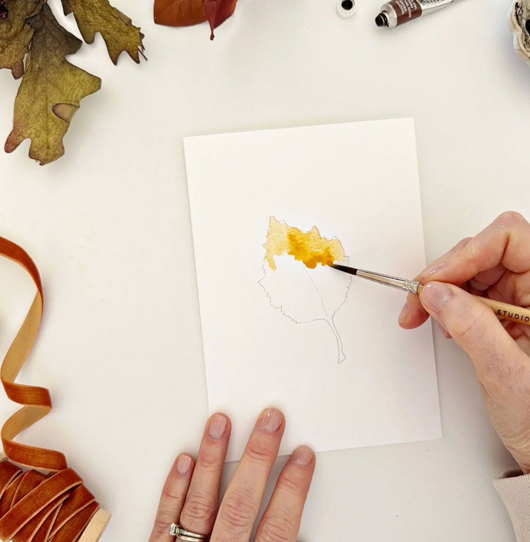 Emily Lex Studios- Paintable Watercolor Notecards- Fall Leaves