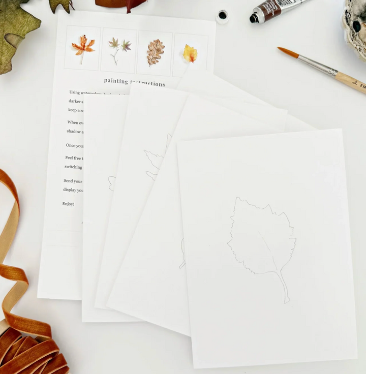 Emily Lex Studios- Paintable Watercolor Notecards- Fall Leaves