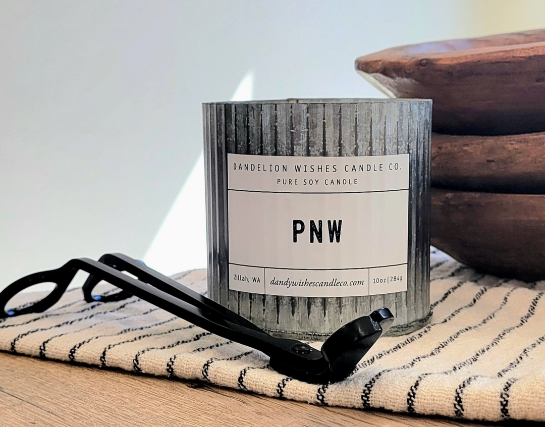 Rustic Galvanized Tin Candle- PNW