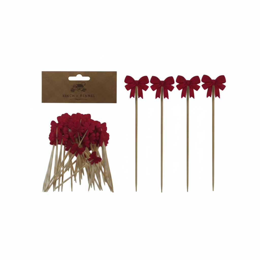 Finch + Fennel Bamboo Red Bow Skewers