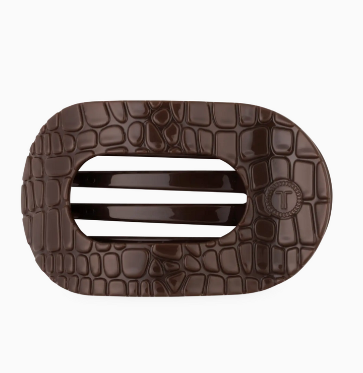 Brown Crocodile | Large| Flat Round Hair Clip