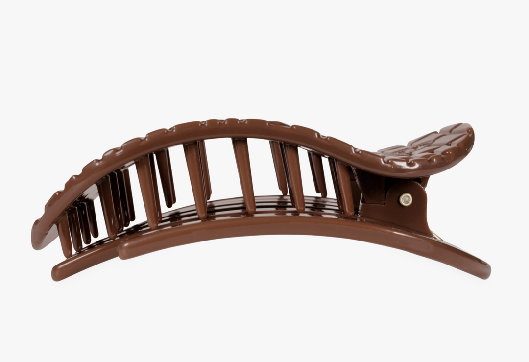 Brown Crocodile | Large| Flat Round Hair Clip