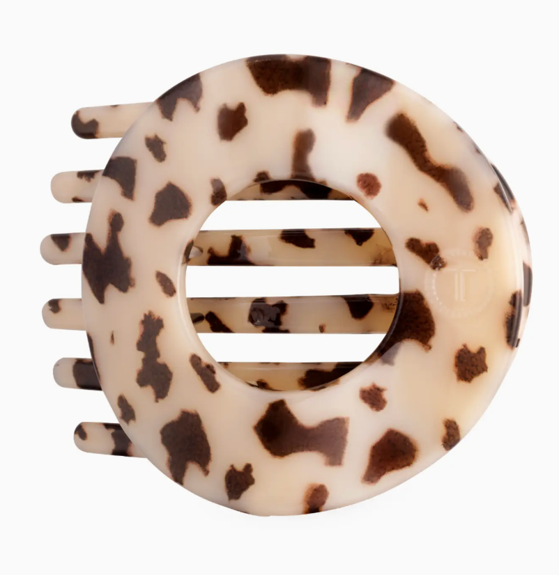 Blonde Tortoise | Large | Flat Circle Hair Clip - Pine & Moss