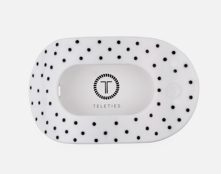 Flat Round | White Polka Dot Party | Large Hair Clip