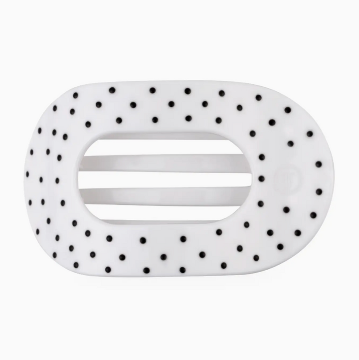 Flat Round | White Polka Dot Party | Medium Hair Clip
