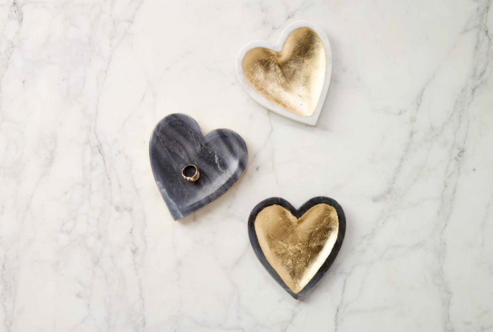 Marble Heart Trinket Tray - Pine & Moss