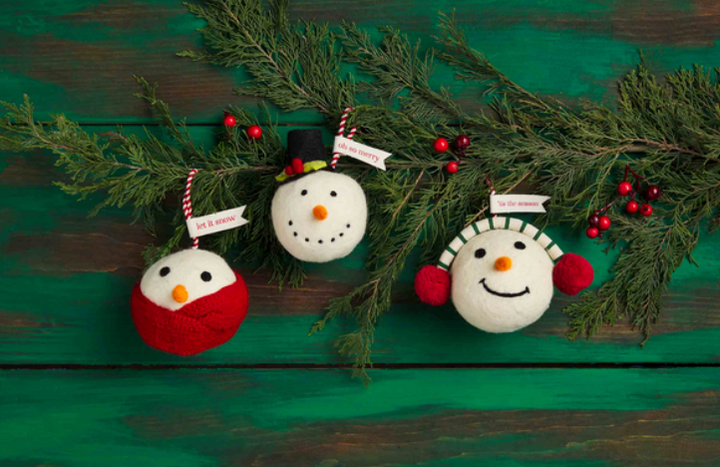 Wool Snowmen Ornaments