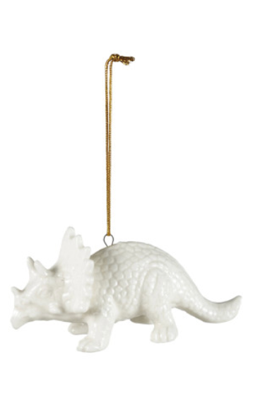 Stoneware Dinosaur Ornament, White, 4 Styles