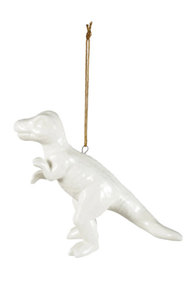 Stoneware Dinosaur Ornament, White, 4 Styles