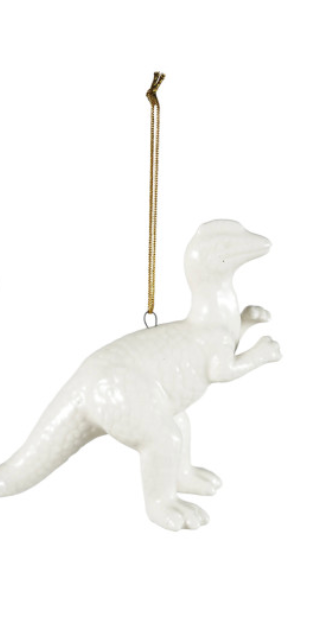 Stoneware Dinosaur Ornament, White, 4 Styles