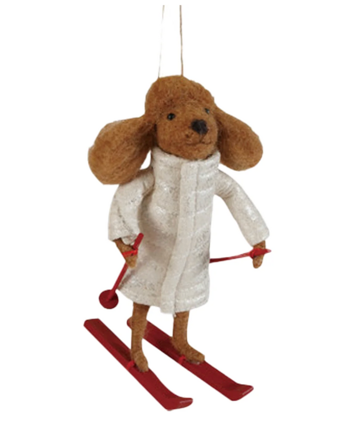 Wool Felt Dog with Skis &amp; Coat, 4 Styles
