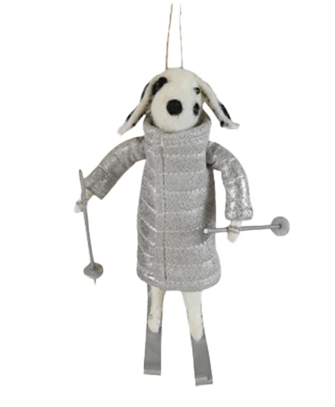Wool Felt Dog with Skis &amp; Coat, 4 Styles
