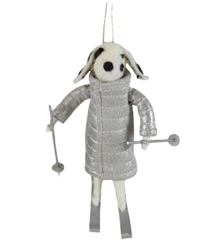 Wool Felt Dog with Skis &amp; Coat, 4 Styles