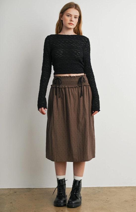 Shellie Textured Long Sleeve Top- Ivory or Black