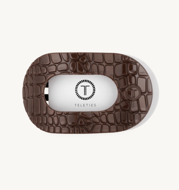 Brown Crocodile | Medium | Flat Round Hair Clip