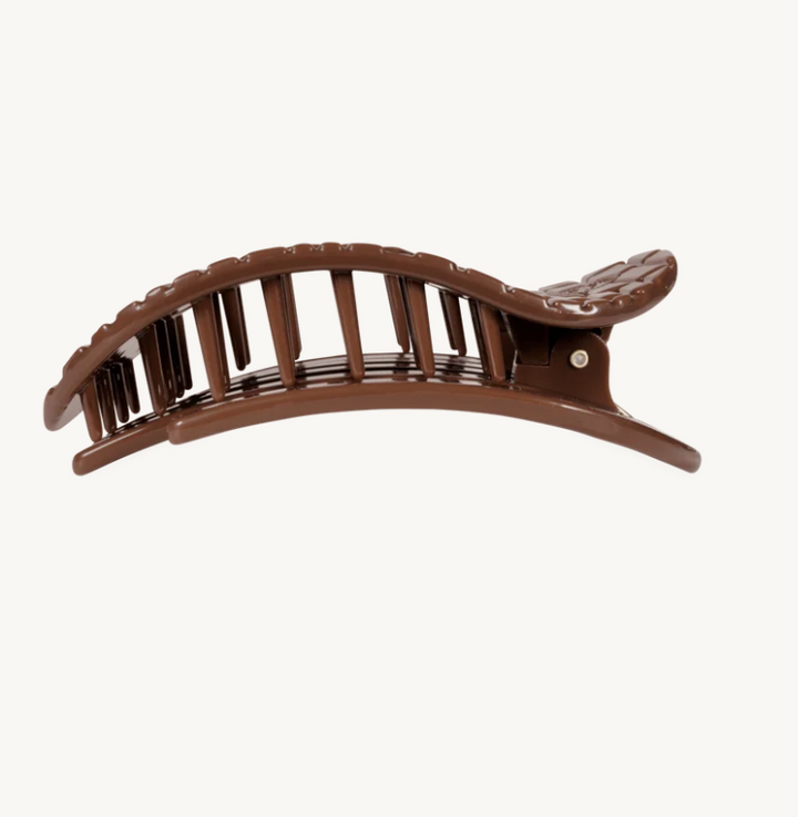Brown Crocodile | Medium | Flat Round Hair Clip