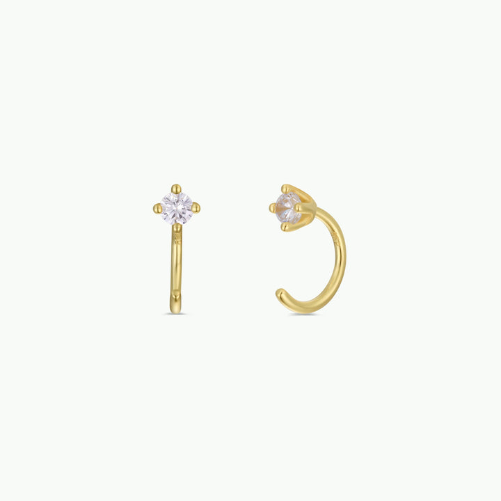 CZ Huggies - White - Gold Earrings - Pine & Moss