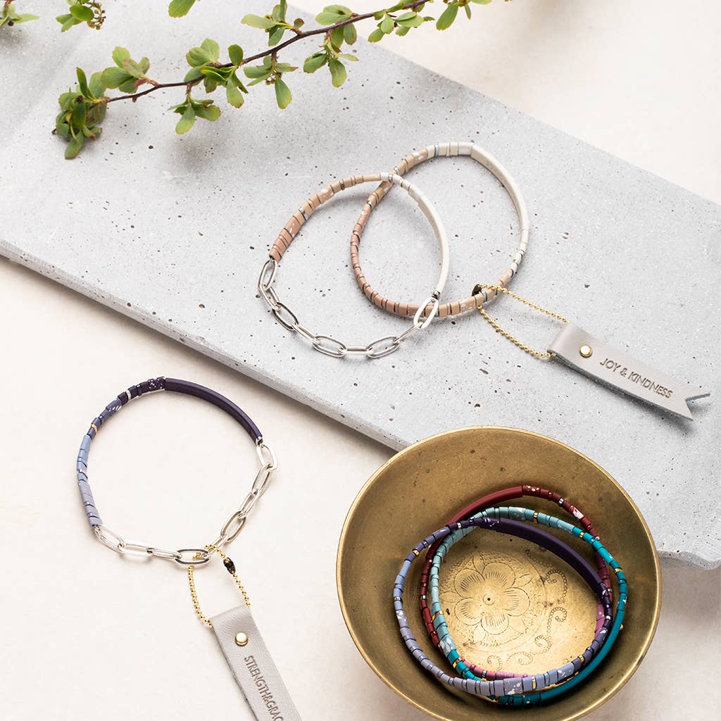 Good Karma Ombre w/Chain Bracelet - Gratitude Mulberry/Silver