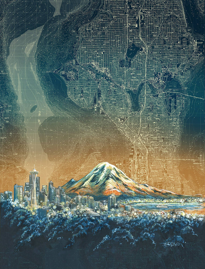 Seattle GlowPark Matted Print : Medium