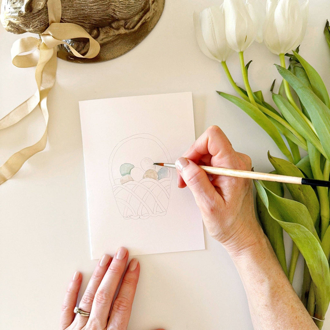 Emily Lex- Easter Paintable Watercolor Notecard Set - Pine &amp; Moss