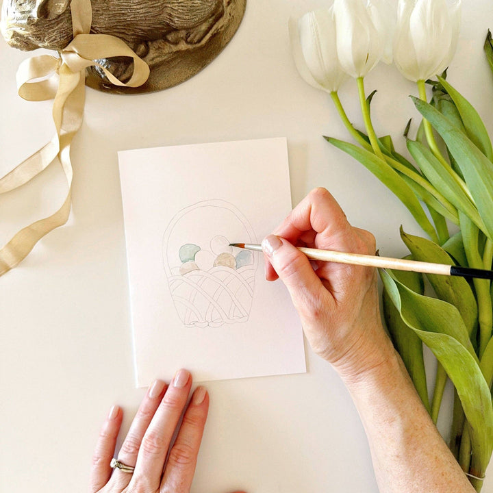 Emily Lex- Easter Paintable Watercolor Notecard Set - Pine &amp; Moss