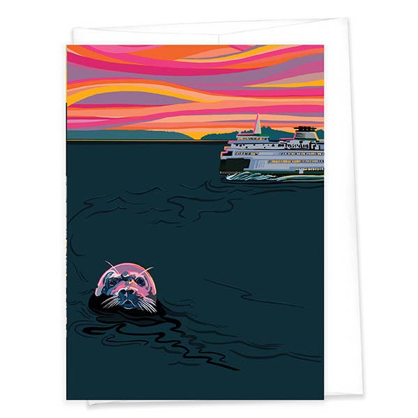 Silent Salior - Seal & Ferry in Puget Sound Card
