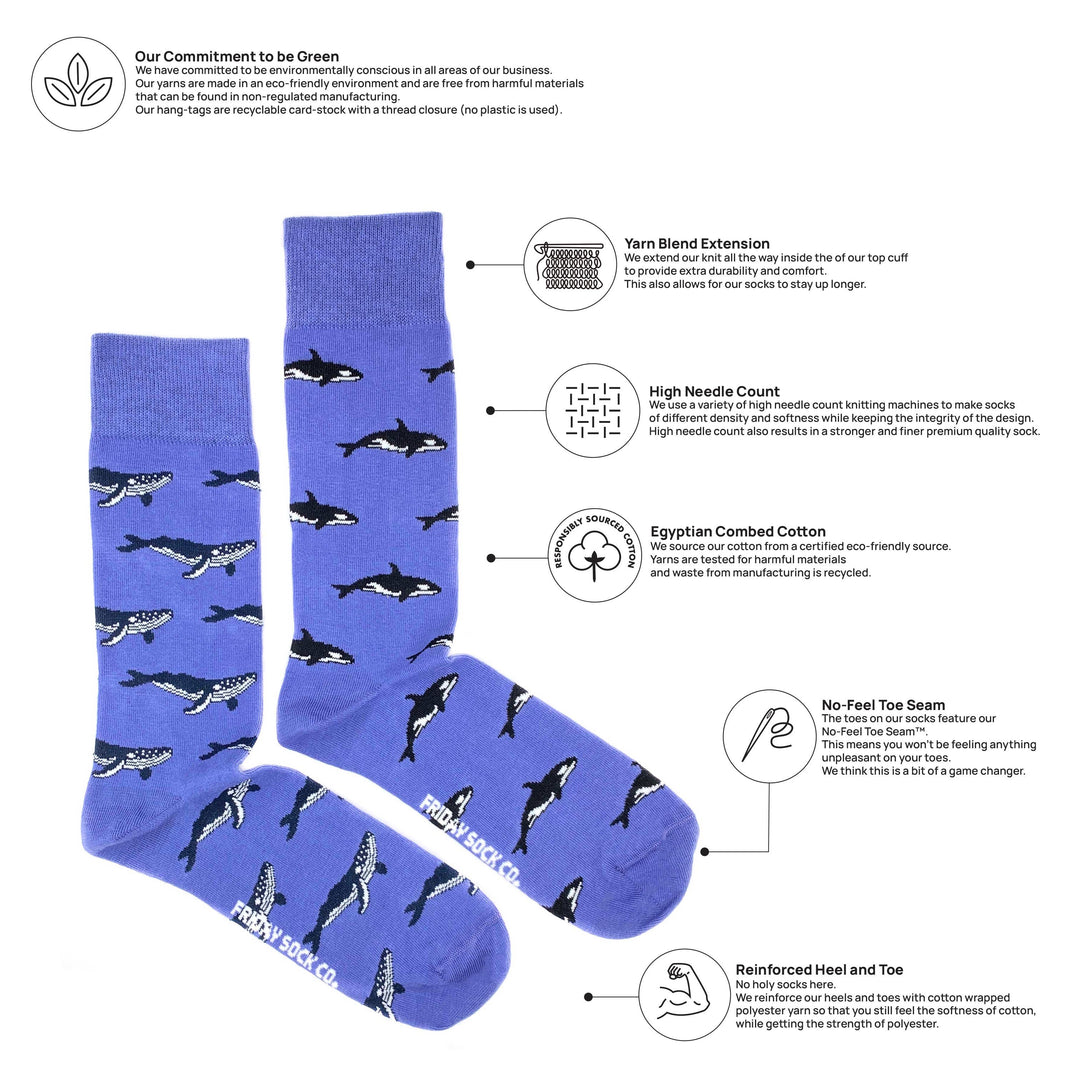 Men’s Humpback Whale &amp; Orca Mid-Calf  Socks