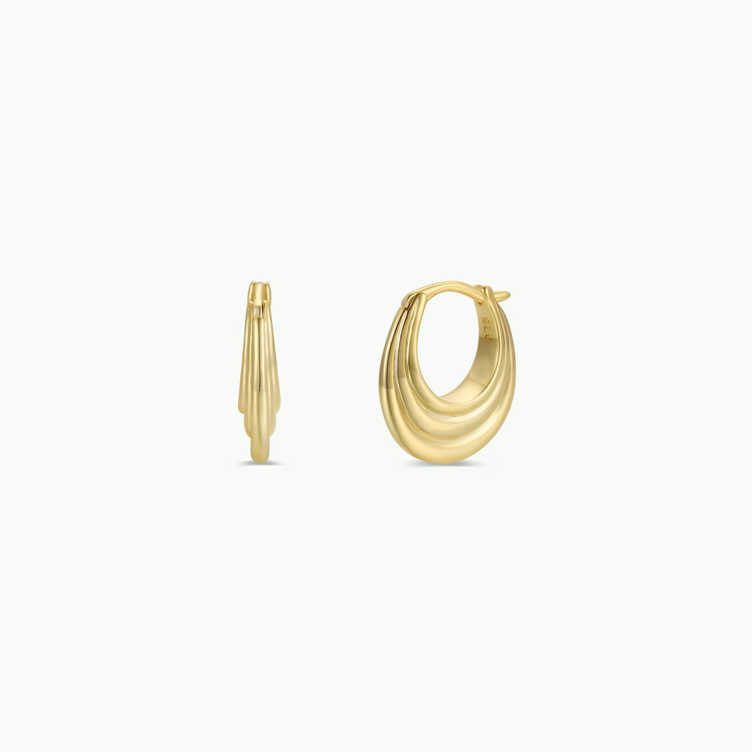 Gold Hoop - Triple Arch - Earrings - Pine & Moss