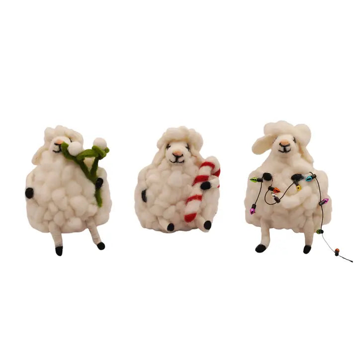 Felt Holiday Fat Festive Sheep Ornaments- Three Styles