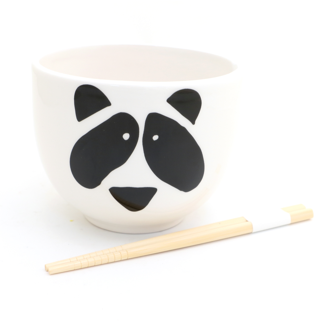 Panda Ramen Bowl with chopsticks