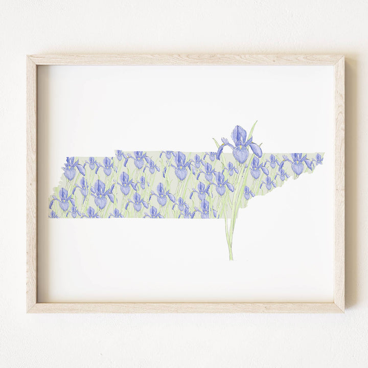 Tennessee State Flower Map - ART PRINT : Watercolor / 8" x 10"