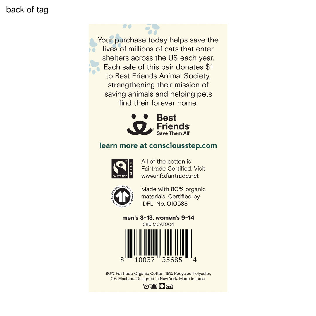 Conscious Step:Socks that Save Cats (Teal Cats): Small