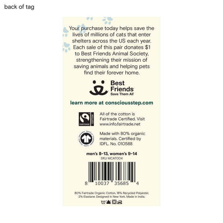 Conscious Step:Socks that Save Cats (Teal Cats): Small